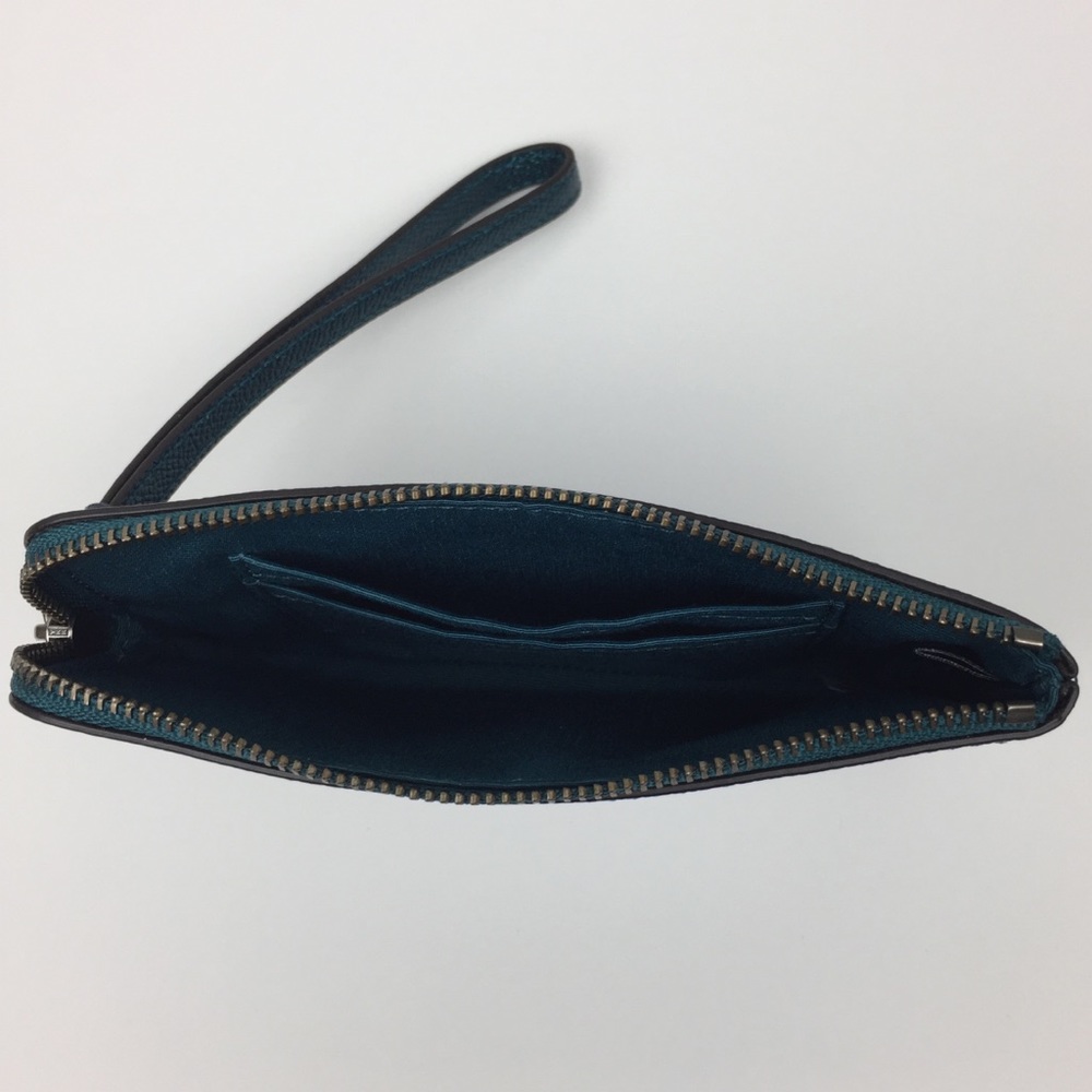 Coach Leather Metallic Dark Teal Wristlet - Picture 4 of 4